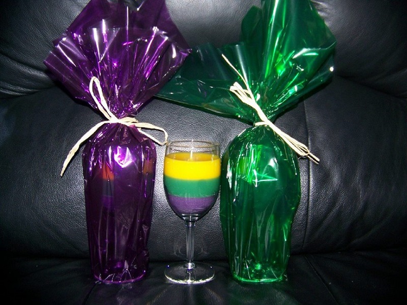 Mardi Gras Wine Glass Candles